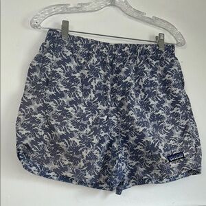 Patagonia Blue Palm Leaf Patterned Board Shorts Size Medium Y2K